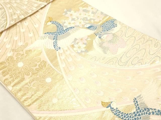 平和屋本店▼六通柄袋帯 花鳥遊生文 本金箔 正絹 逸品 DABK5868sf