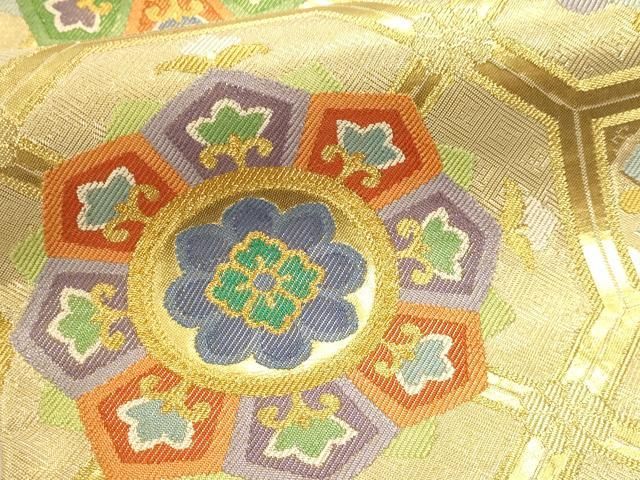 平和屋本店▼唐織・西陣の老舗・名門・藤原織物 六通柄袋帯 手織 蜀江正倉院花文 本金箔 正絹 逸品 DABK5882sf
