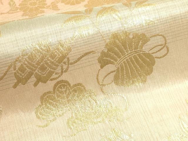 平和屋本店▼全通柄袋帯 有職 草花文 本金箔 正絹 逸品 DABK5849sf