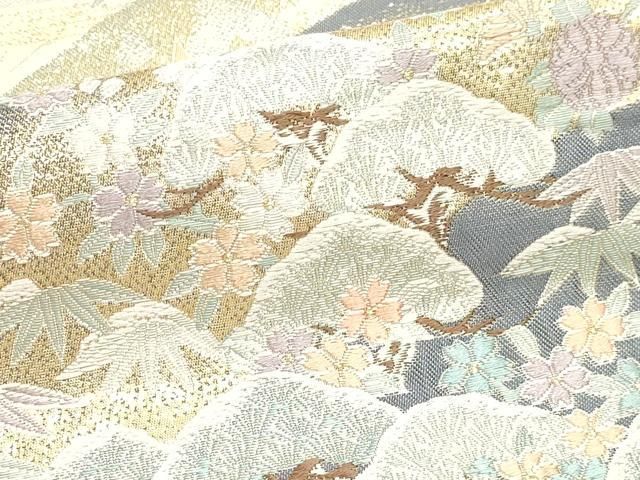 平和屋本店▼六通柄袋帯 唐織 九百錦 秀峰平安文様 24k純金箔錦 正絹 逸品 DABK5885sf