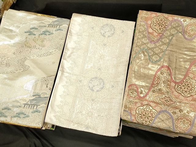 平和屋本店■袋帯 西陣 まとめて 100点 鳳凰 向かい鶴 蝶 風景 花柄 宝相華 金銀糸 など 着用可能多数 未使用品あり 全て正絹 ppp0047