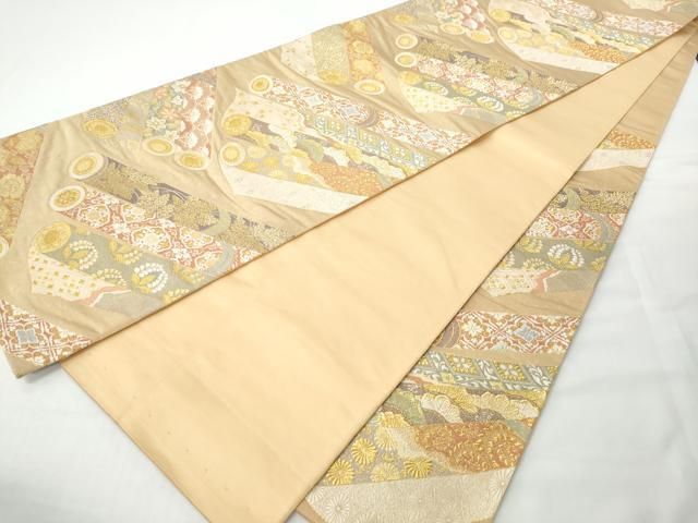 平和屋着物●六通柄袋帯 唐織 古綾錦 金糸 正絹 逸品 CABN8268hy