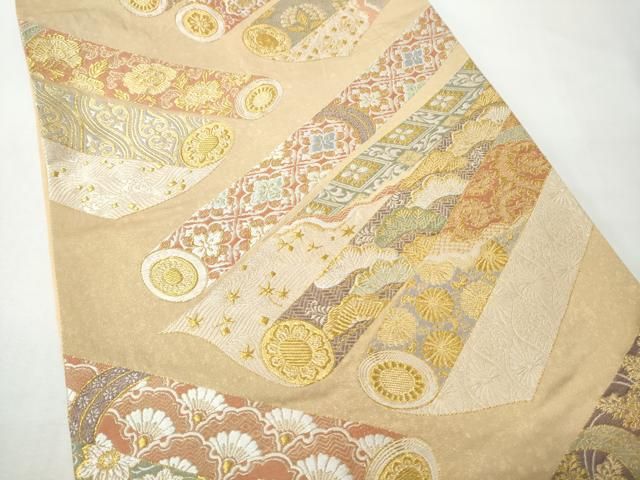 平和屋着物●六通柄袋帯 唐織 古綾錦 金糸 正絹 逸品 CABN8268hy