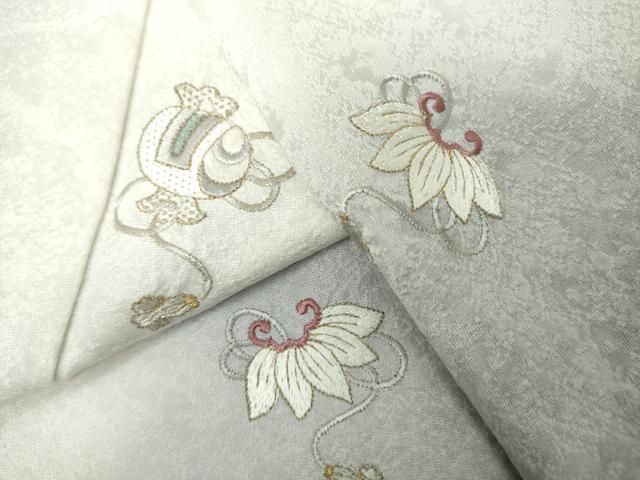 平和屋着物▽訪問着 単衣 総刺繍 宝尽くし 暈し染め 金銀糸 ロング丈 正絹 逸品 DABL4150cd