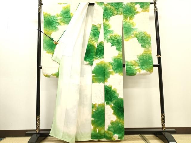 平和屋着物●豪華振袖 地紋起こし 草花文 正絹 逸品 DABL2399fe