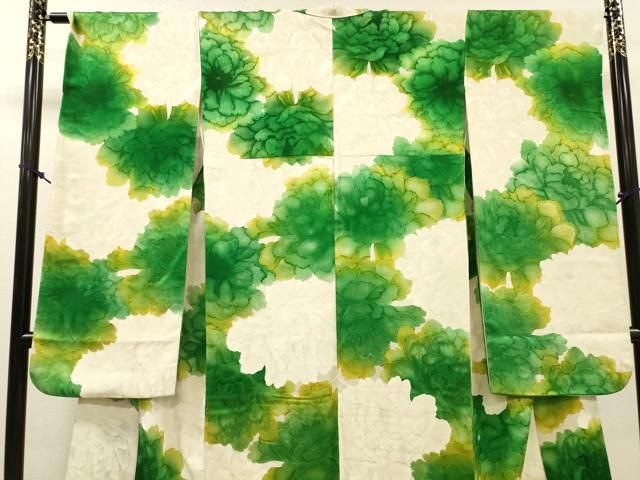 平和屋着物●豪華振袖 地紋起こし 草花文 正絹 逸品 DABL2399fe
