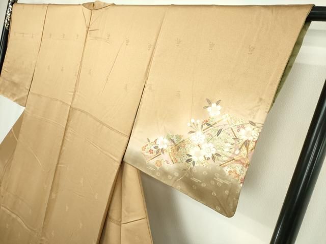 平和屋着物●訪問着 天井花丸文 枝垂れ桜 暈し染め 金彩 正絹 逸品 未使用 DABL4229cd