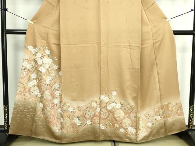 平和屋着物●訪問着 天井花丸文 枝垂れ桜 暈し染め 金彩 正絹 逸品 未使用 DABL4229cd
