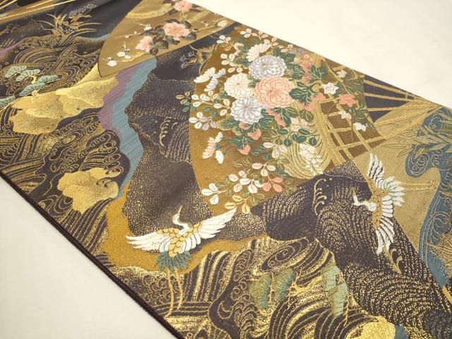平和屋本店▼六通柄袋帯 唐織 九百織 京百景 本金箔 正絹 逸品 DABK5974sf