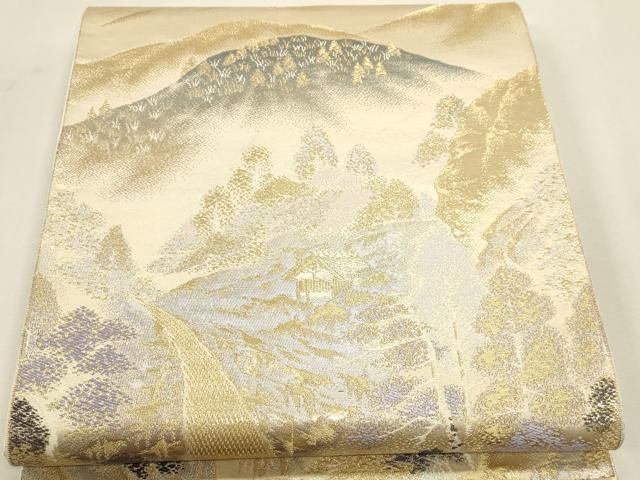 平和屋本店▼六通柄袋帯 清滝の四季 弐拾四金箔錦 正絹 逸品 DABK5992sf