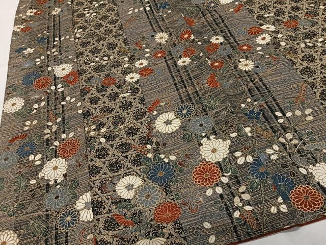 平和屋着物●上質な小紋 草花間道 正絹 逸品 未使用 CABN9343ua