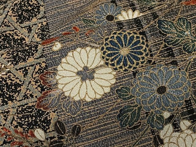 平和屋着物●上質な小紋 草花間道 正絹 逸品 未使用 CABN9343ua
