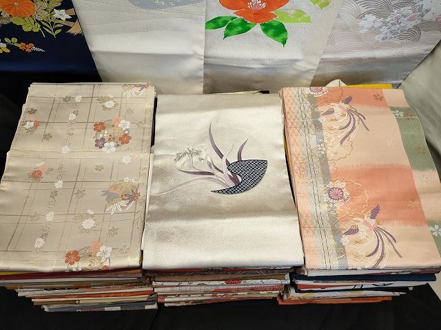 平和屋本店■名古屋帯 まとめて100点 鳥 能 花柄 刺繍 金銀糸 など 着用可能多数 未使用品あり 全て正絹 se0073