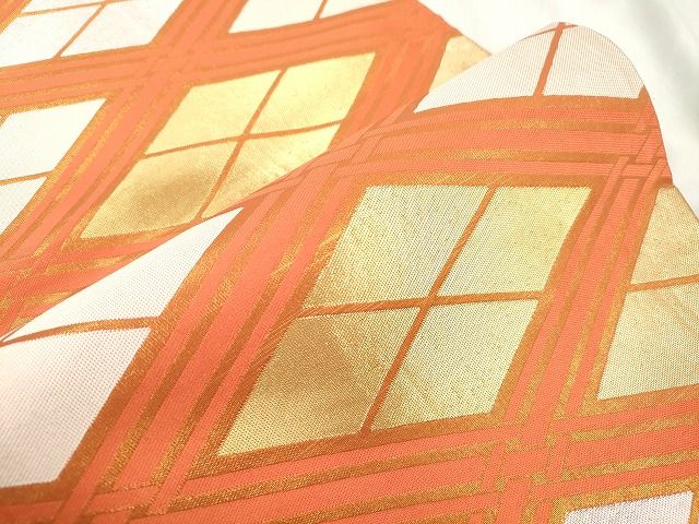 平和屋着物●西陣 川島織物 全通柄袋帯 菱文 金銀糸 正絹 逸品 CABN9651dy