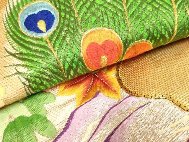 平和屋本店●色打掛 お引きずり 和装 婚礼 結婚式 花嫁 神社挙式 駒刺繍 孔雀花文 金銀糸 逸品 DABL4312cd