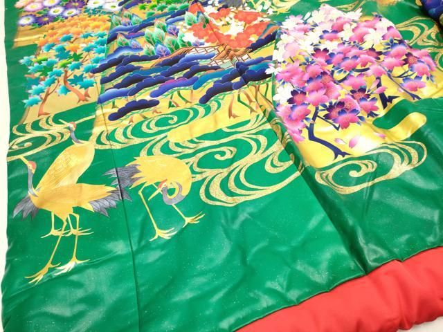 平和屋本店●本手描友禅作家 秋山章 色打掛 お引きずり 和装 婚礼 結婚式 花嫁 神社挙式 御所車風景飛鳥花文 正絹 逸品 DABL4308cd