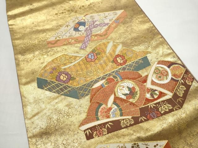 平和屋着物●西陣最高峰・北尾織物匠 太鼓柄袋帯 能衣名呂文 本金糸本金箔 正絹 逸品 CABO1716hy