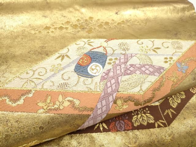 平和屋着物●西陣最高峰・北尾織物匠 太鼓柄袋帯 能衣名呂文 本金糸本金箔 正絹 逸品 CABO1716hy