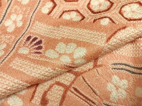 平和屋着物●上質な小紋 総絞り 吉祥花文 正絹 逸品 未使用 AABN8326ph