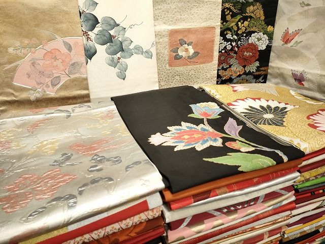 平和屋本店■名古屋帯 まとめて100点 尾長鳥 鳥 蝶 辻が花 更紗 花柄 手描き 駒刺繍 刺繍 金銀糸 など 未使用品あり 全て正絹 ppp0067