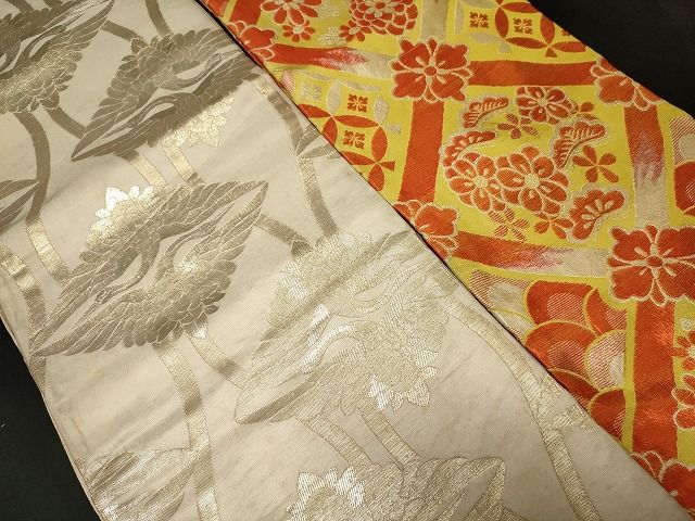 平和屋本店■子供帯 まとめて 35点 向かい鶴 蝶 花柄 金銀糸 など 着用可能多数 未使用品あり se0079