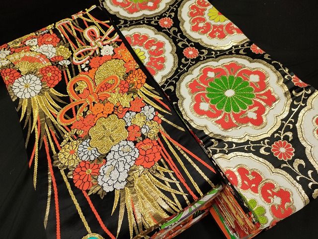平和屋本店■子供帯 まとめて 35点 向かい鶴 蝶 花柄 金銀糸 など 着用可能多数 未使用品あり se0079