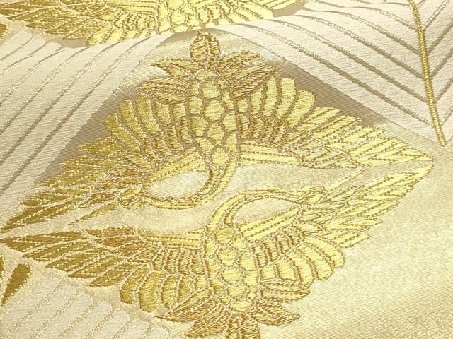 平和屋本店▼六通柄袋帯 菱取松鶴紋 純金箔 正絹 逸品 DABL7619sf