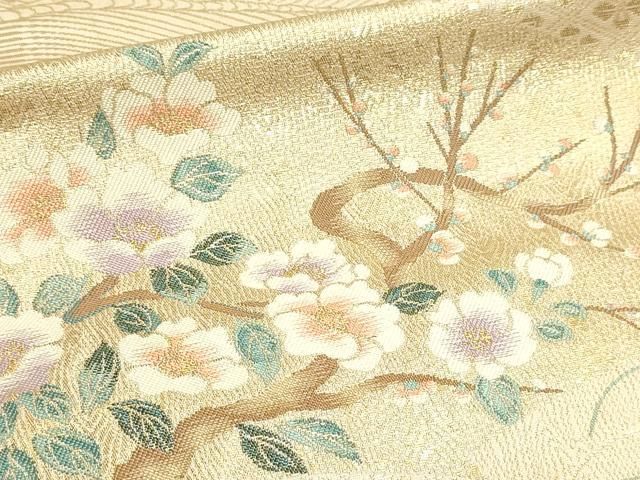 平和屋本店▼六通柄袋帯 琳派扇面草花 本金箔 正絹 逸品 DABL7655sf