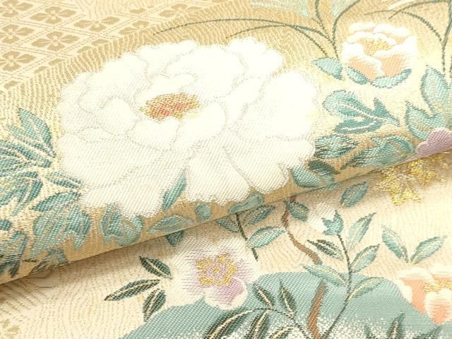 平和屋本店▼六通柄袋帯 琳派扇面草花 本金箔 正絹 逸品 DABL7655sf