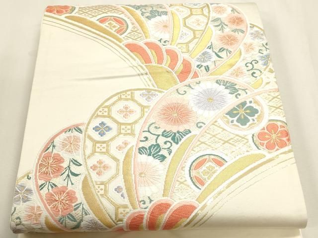平和屋本店▼六通柄袋帯 唐織 菊取宝尽文 本金箔 正絹 逸品 DABL7685sf
