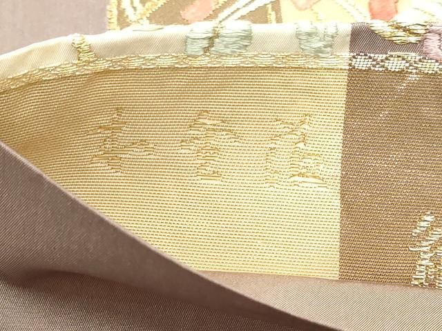 平和屋本店▼六通柄袋帯 草木染 唐織 触衣本唐織 花鳥丸文 本金箔 正絹 逸品 DABL7775sf