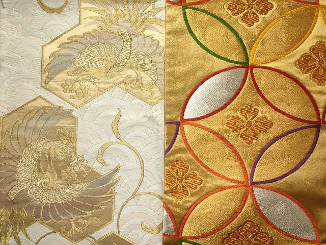 平和屋本店■袋帯 西陣 まとめて 100点 鳳凰 向かい鶴 尾長鳥 蝶 更紗 花柄 七宝 宝相華 佐賀錦 金銀糸 など 着用可能多数 全て正絹 se0085