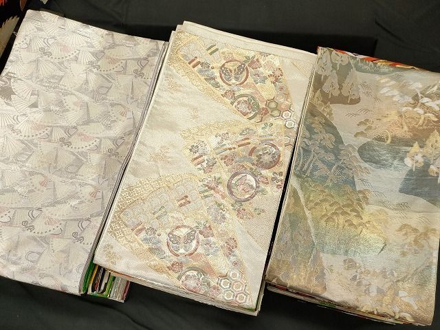 平和屋本店■袋帯 西陣 まとめて 100点 鳳凰 向かい鶴 尾長鳥 蝶 更紗 花柄 七宝 宝相華 佐賀錦 金銀糸 など 着用可能多数 全て正絹 se0085