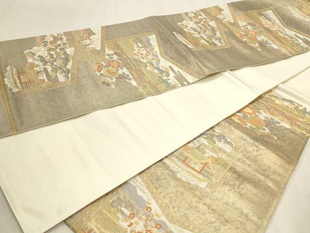 平和屋本店▼六通柄袋帯 桂離宮 純金二重引箔織 正絹 逸品 DABL7878sf