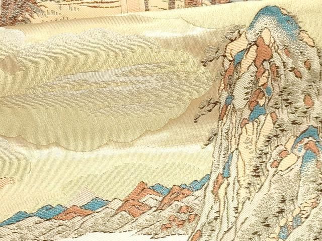 平和屋本店▼全通全景柄袋帯 唐織 慶重京海道五十三次 純金箔 正絹 逸品 DABL7893sf