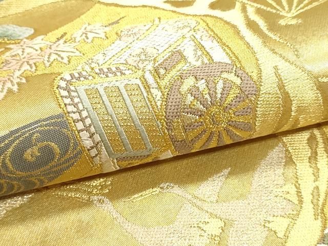 平和屋本店▼西陣 藤林織物謹製 六通柄袋帯 琳派趣景文 本金箔 証紙付き 正絹 逸品 DABL7883sf