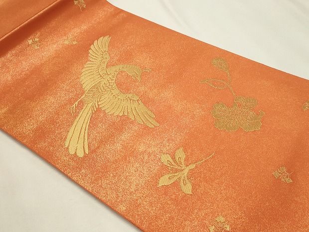 平和屋本店▼太鼓柄袋帯 正倉院花鳥文 本金糸 正絹 逸品 DABL7859sf