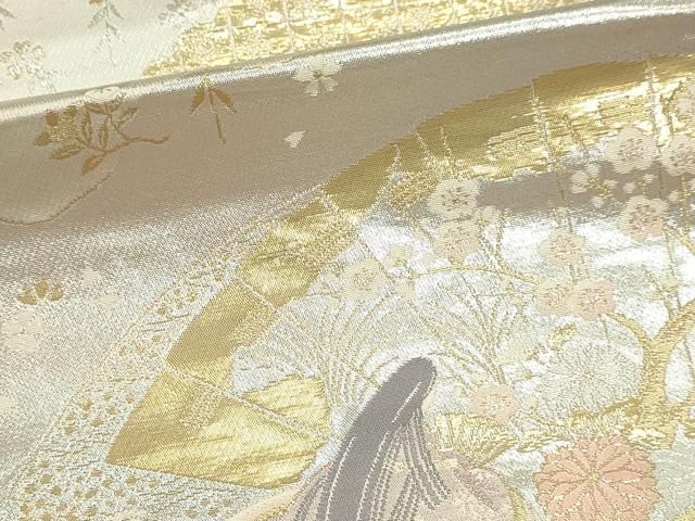 平和屋本店▼六通柄袋帯 人物風景文 純金二重箔 正絹 逸品 DABL7910sf