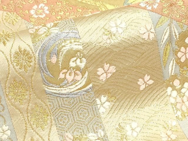 平和屋本店▼六通柄袋帯 唐織 王朝絵巻 本金箔 正絹 逸品 DABL7901sf