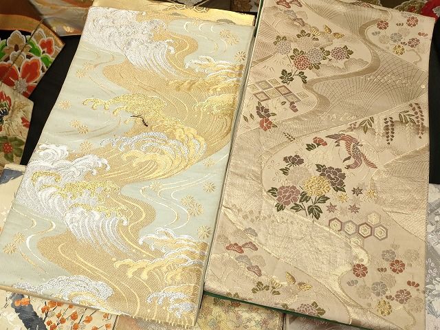 平和屋本店■袋帯 西陣 まとめて 100点 鳳凰 向い鶴 孔雀 鴛鴦 向い蝶 更紗 花柄 宝相華 佐賀錦 金銀糸 未使用品あり 全て正絹 ppp0075