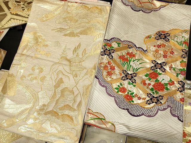 平和屋本店■袋帯 西陣 まとめて 100点 鳳凰 向かい鶴 人物 蝶 風景 更紗 七宝 宝相華 楽器 木曽街道六十九次 未使用品有 全て正絹 ppp0090