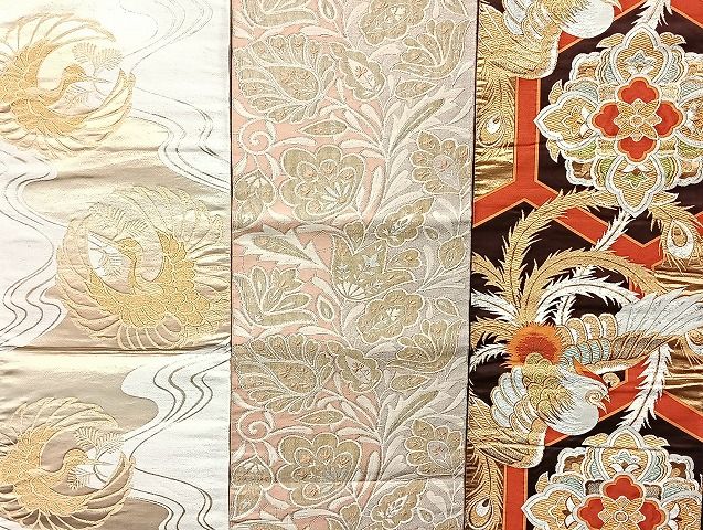 平和屋着物■袋帯 西陣 まとめて100点 鳳凰 向かい鶴 尾長鳥 向かい蝶 更紗 花柄 七宝 正倉院 駒刺繍 金銀糸 未使用品有 全て正絹 mmm1718