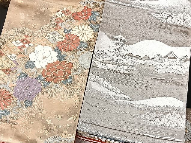 平和屋着物■袋帯 西陣 まとめて100点 鶴 人物 風景 更紗 花柄 楽器 立波 正倉院 西陣あさぎ謹製 証紙付き 未使用品あり 全て正絹 mmm1716
