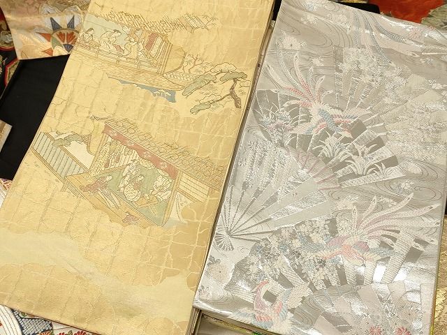 平和屋本店■袋帯 西陣 まとめて 100点 向かい鳳凰 鳥 向かい蝶 風景 更紗 花柄 宝相華 金銀糸 など 未使用品あり 全て正絹 ppp0110