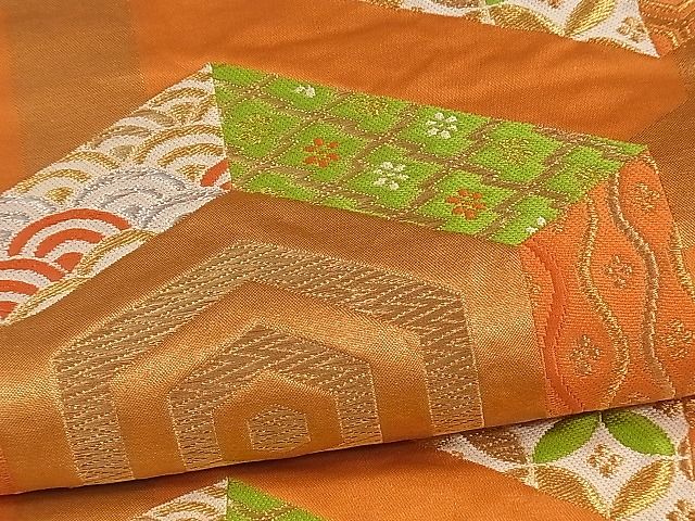 平和屋着物■六通柄袋帯 唐織 亀甲吉祥文 金銀糸 逸品 ng3007