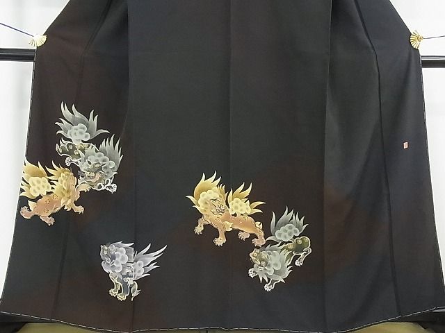 平和屋本店■極上 ハーブ草木染工房 夢染里 訪問着 唐獅子 暈し染め やまと金ラベル 逸品 未使用 3kh1898 - 平和屋