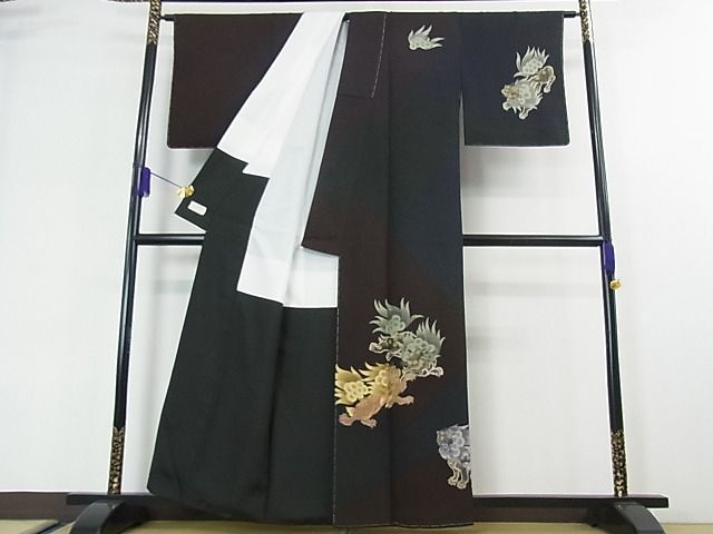平和屋本店■極上 ハーブ草木染工房 夢染里 訪問着 唐獅子 暈し染め やまと金ラベル 逸品 未使用 3kh1898 - 平和屋