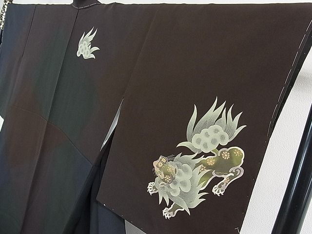 平和屋本店■極上 ハーブ草木染工房 夢染里 訪問着 唐獅子 暈し染め やまと金ラベル 逸品 未使用 3kh1898 - 平和屋