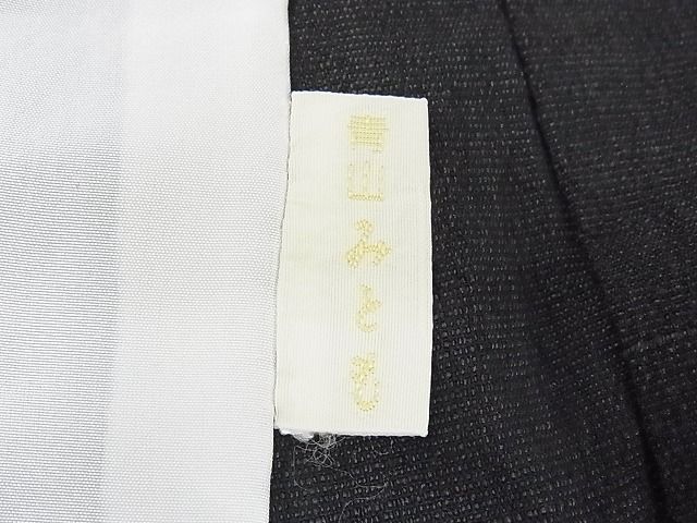 平和屋本店▽極上 結城ちぢみ 単衣 小倉太々 青山みとも 今幡部 色無地 蝋色 着丈156cm 裄丈64.5cm 正絹 逸品 3kk2255