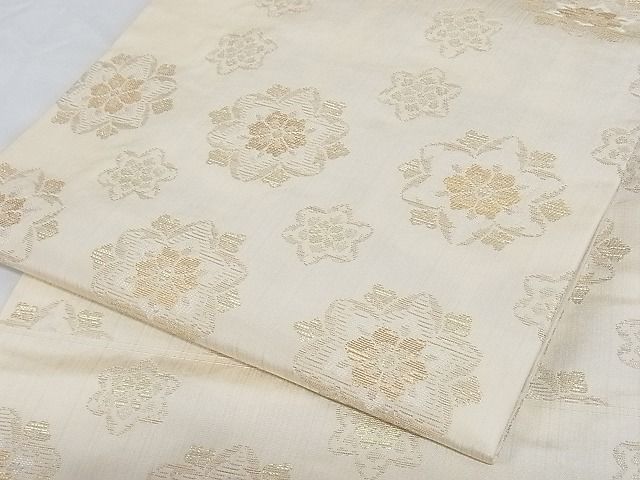 平和屋本店■極上 洛風林 工芸帯地 九寸名古屋帯 舞花文 金糸 正絹 逸品 3kk3042 - 平和屋